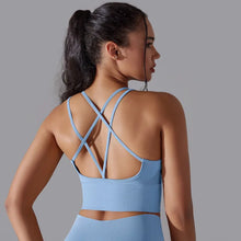 Load image into Gallery viewer, Beautiful Back Sports Bra Tight Shockproof High Strength Yoga Fitness Undershirt for Women Sky blue, M