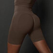 Load image into Gallery viewer, High Waist Seamless Push Up Scrunch Butt Yoga Shorts Running Fitness Slim Leggings for Women Brown, S