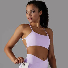 Load image into Gallery viewer, Breathable Wrapped Tube Top Back Cross Bra Vest Underwear Backless Sports Top Workout Tank for Women Purple, S