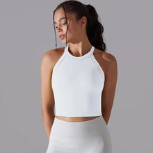 Load image into Gallery viewer, Women Sports Vest Fitness Bra with Chest Pads Seamless Double-Layer Shockproof Gym Workout Running Cropped Top White, M or L