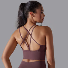 Load image into Gallery viewer, Beautiful Back Sports Bra Tight Shockproof High Strength Yoga Fitness Undershirt for Women Garnet violet, L