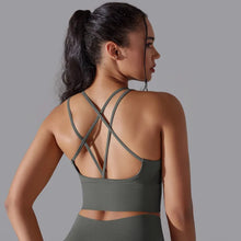 Load image into Gallery viewer, Beautiful Back Sports Bra Tight Shockproof High Strength Yoga Fitness Undershirt for Women Light ivory, L