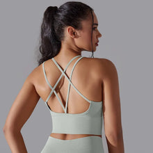 Load image into Gallery viewer, Beautiful Back Sports Bra Tight Shockproof High Strength Yoga Fitness Undershirt for Women Light Gray, M