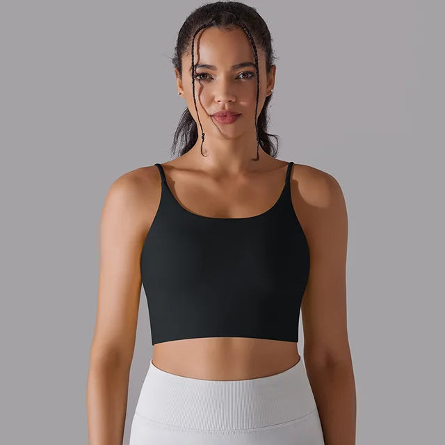 Women's Yoga Camisole Bra Padded Push Up Workout Tank Top Gym Vest Naked-Feel Sports Bra Black, L