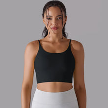 Load image into Gallery viewer, Women&#39;s Yoga Camisole Bra Padded Push Up Workout Tank Top Gym Vest Naked-Feel Sports Bra Black, L