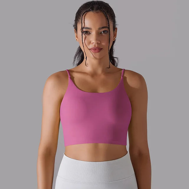 Women's Yoga Camisole Bra Padded Push Up Workout Tank Top Gym Vest Naked-Feel Sports Bra Plum, L