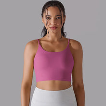 Load image into Gallery viewer, Women&#39;s Yoga Camisole Bra Padded Push Up Workout Tank Top Gym Vest Naked-Feel Sports Bra Plum, L